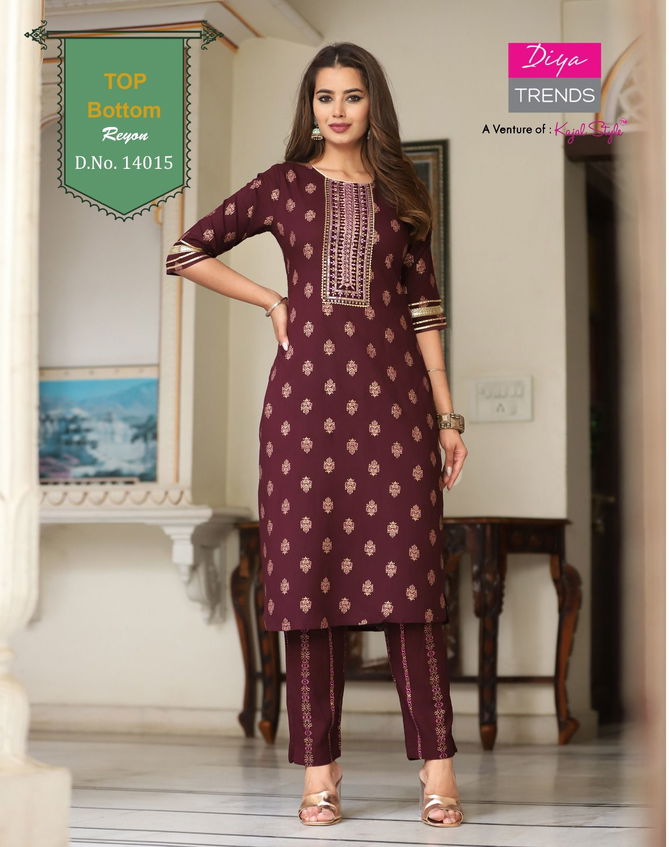 Four Piece By Diya Trends Embroidery Kurti With Bottom Catalog
